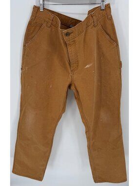 Carhartt Mens Brown Relaxed Fit Carpenter Duck Dungaree Work Pants